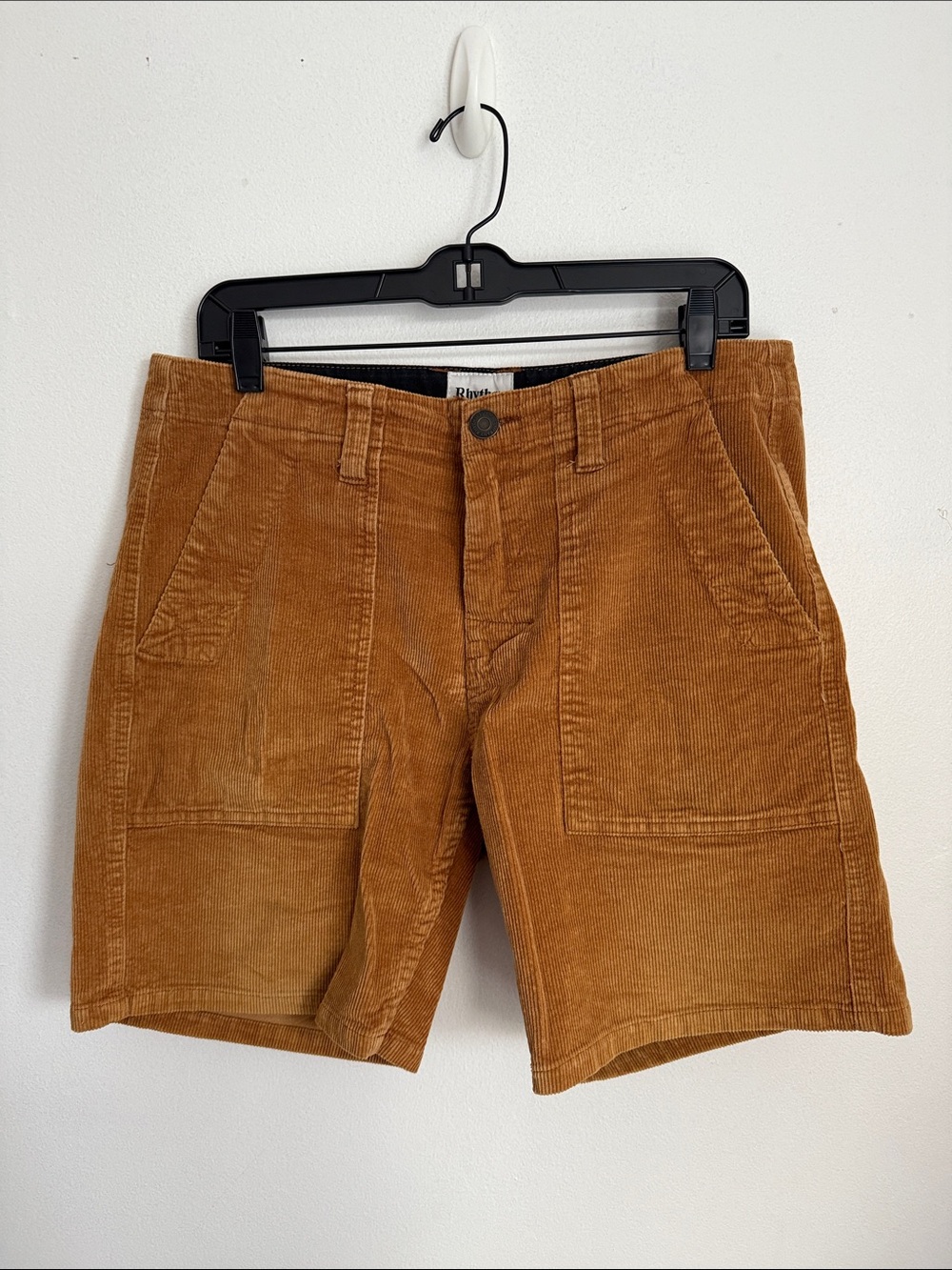 Rhythm. Men's Corduroy Cargo Shorts in Camel Brown
